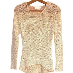 Sans Souci Peach Open Knit High Low Crew Neck‎ Sweater ITW-049 Womens Small